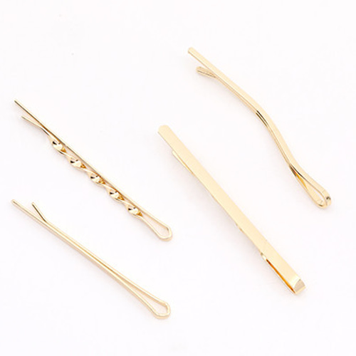 TEN. ゴールド ヘアピン 10本セット】ヘアクリップ ヘアピン ゴールド 長方形 6mm×32mm