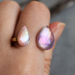 【13號】為自己療癒戒指 紫水晶貝殼與粉紅貝殼水晶民間戒指 第1張的照片