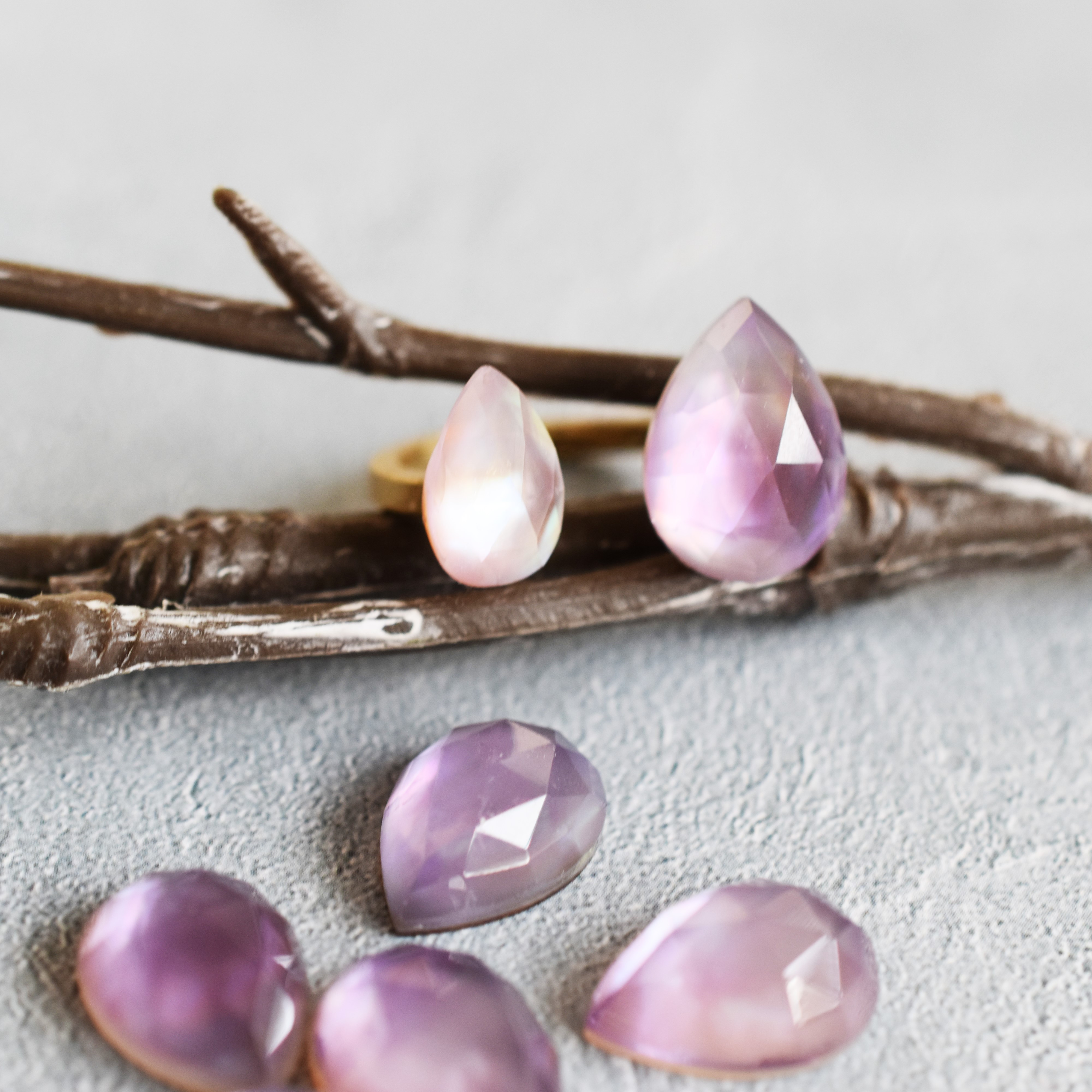 サージカルステンレス追加【11-13号】ラベンダーピンク　アメジストシェル　と　ピンクシェル　フォークリング