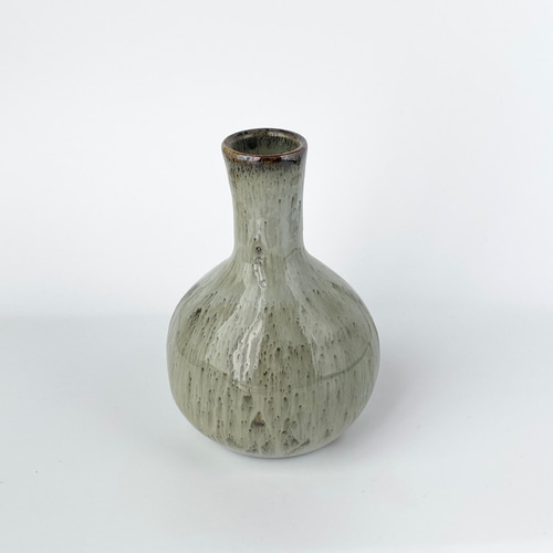 No3660 草文扁壺 陶芸 民藝 陶磁器 一輪挿し 花器 花入 壺 送料無料