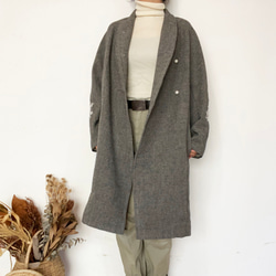 Wool / linen オーバーコート [ charcoal ] 8枚目の画像