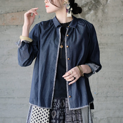 【補貨】簡約又不失時尚！簡約紐扣襯衫（22w-16）牛仔款 5號 第2張的照片