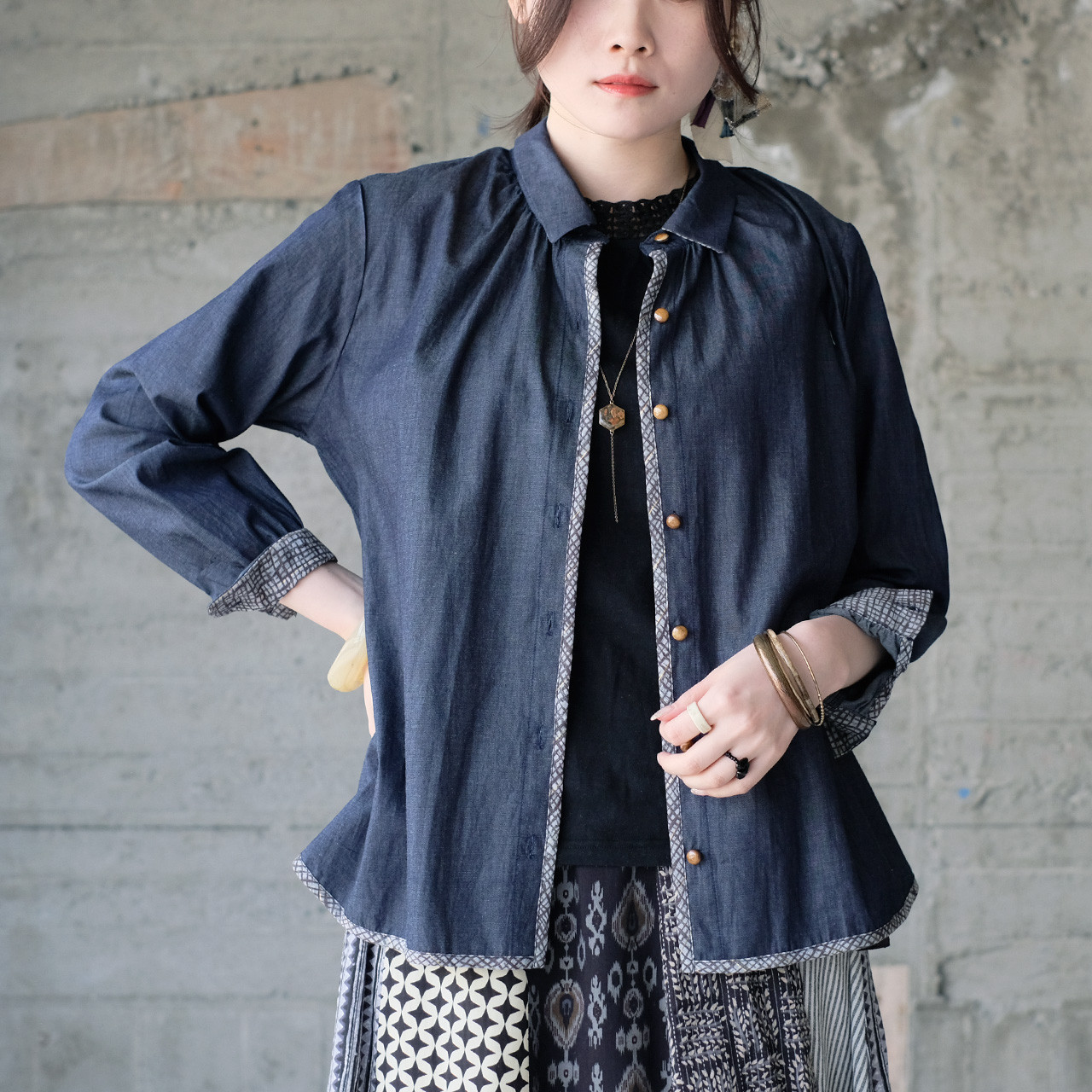 【再販】ベーシックでもオシャレ見え！シンプルボタンダウンシャツ（22w-16）デニムver6