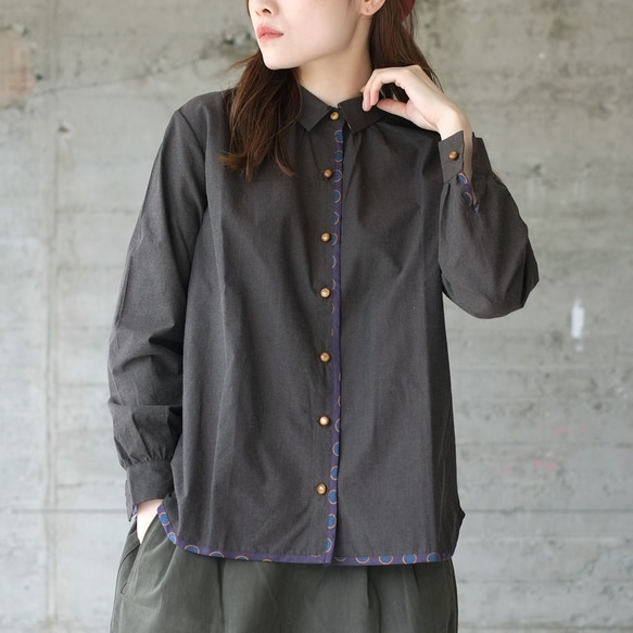 即使是基本款也能顯得時尚！簡單的紐帶襯衫 (22w-16) Sumikuro 第1張的照片