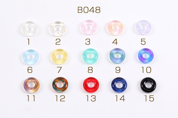 B048-9  60個  ガラスチャーム ドーナツ 10mm グラデーションカラー  3X（20ヶ） 1枚目の画像