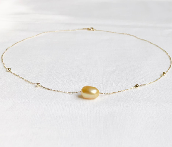 ネックレス （白蝶真珠）ゴールデン 高品質 南洋ゴールデンパール