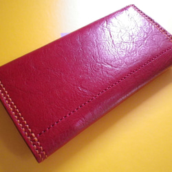 【送料無料】赤牛革の総手縫いオリジナルシンプル本革長財布　ＴＩＯーＮ０４０ 2枚目の画像