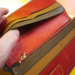 【送料無料】赤牛革の総手縫いオリジナルシンプル本革長財布　ＴＩＯーＮ０４０ 8枚目の画像