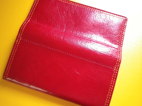 【送料無料】赤牛革の総手縫いオリジナルシンプル本革長財布　ＴＩＯーＮ０４０ 5枚目の画像