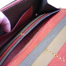【送料無料】赤牛革の総手縫いオリジナルシンプル本革長財布　ＴＩＯーＮ０４０ 9枚目の画像
