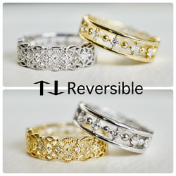 【REVERSIBLE】SILVER925 天然石リバーシブルRing Design2 1枚目の画像