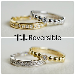 【REVERSIBLE】SILVER925 天然石リバーシブルRing Design3 1枚目の画像