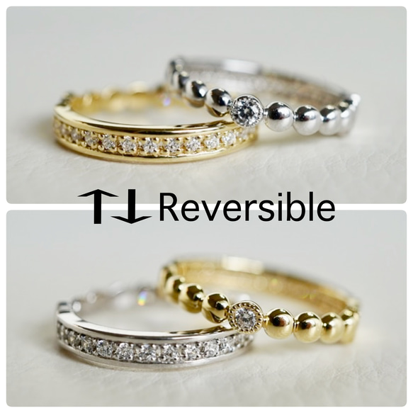 【REVERSIBLE】SILVER925 天然石リバーシブルRing Design3 1枚目の画像