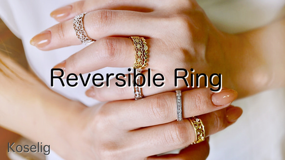 【REVERSIBLE】Pt900 天然石リバーシブルRing Design2 10枚目の画像