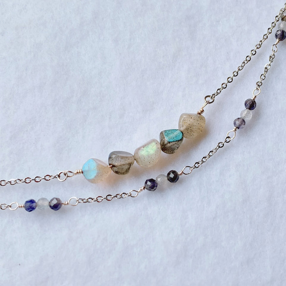 ラブラドライトとアイオライトの2連ブレスレット ブレスレット