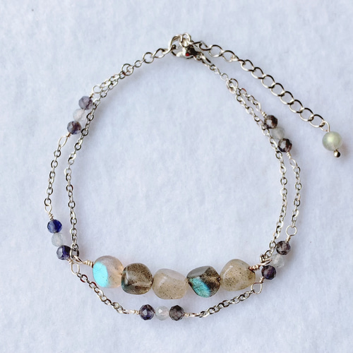 ラブラドライトとアイオライトの2連ブレスレット ブレスレット