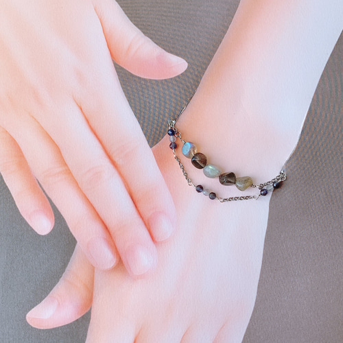 なつページ　ラブラドライト　ブレスレット2本 ラブラドライトとアイオライトの2連ブレスレット ブレスレット