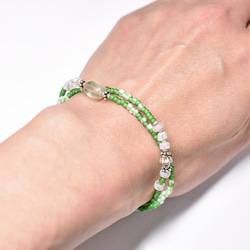 透明波西米亞珠子和醋栗，綠色復古珠子手鍊 第7張的照片