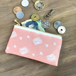 畳縁　硬幣錢包　名片夾　愛情信　粉色的　日式　可爱 第1張的照片