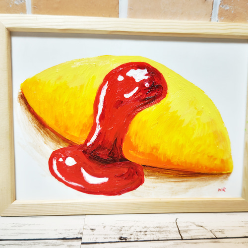 油絵 絵画【オムライス】 絵画 HR 通販 14875752｜Creema