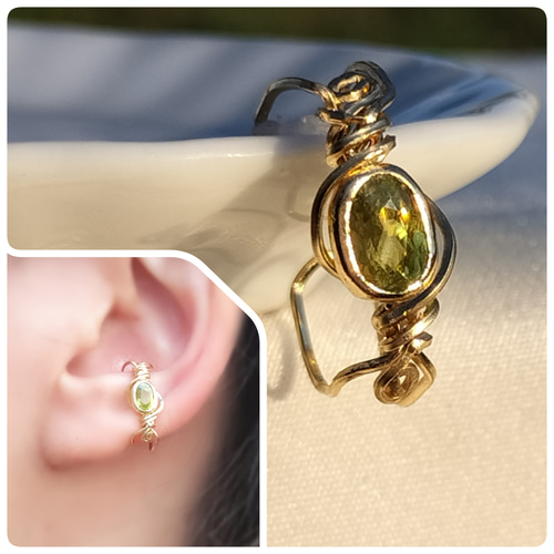 天然スフェーンのイヤーカフ 14kgf 天然石 イヤーカフ ORISYOKU 通販