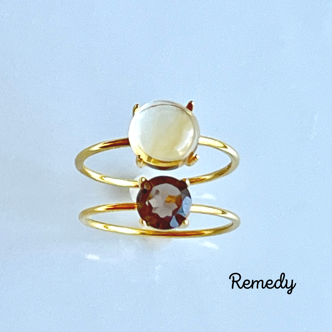 シトリンとスモーキークォーツのリングセット(11月誕生石)