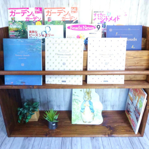 ハンドメイド 雑誌＆絵本ラック 特大サイズ (チーク色)