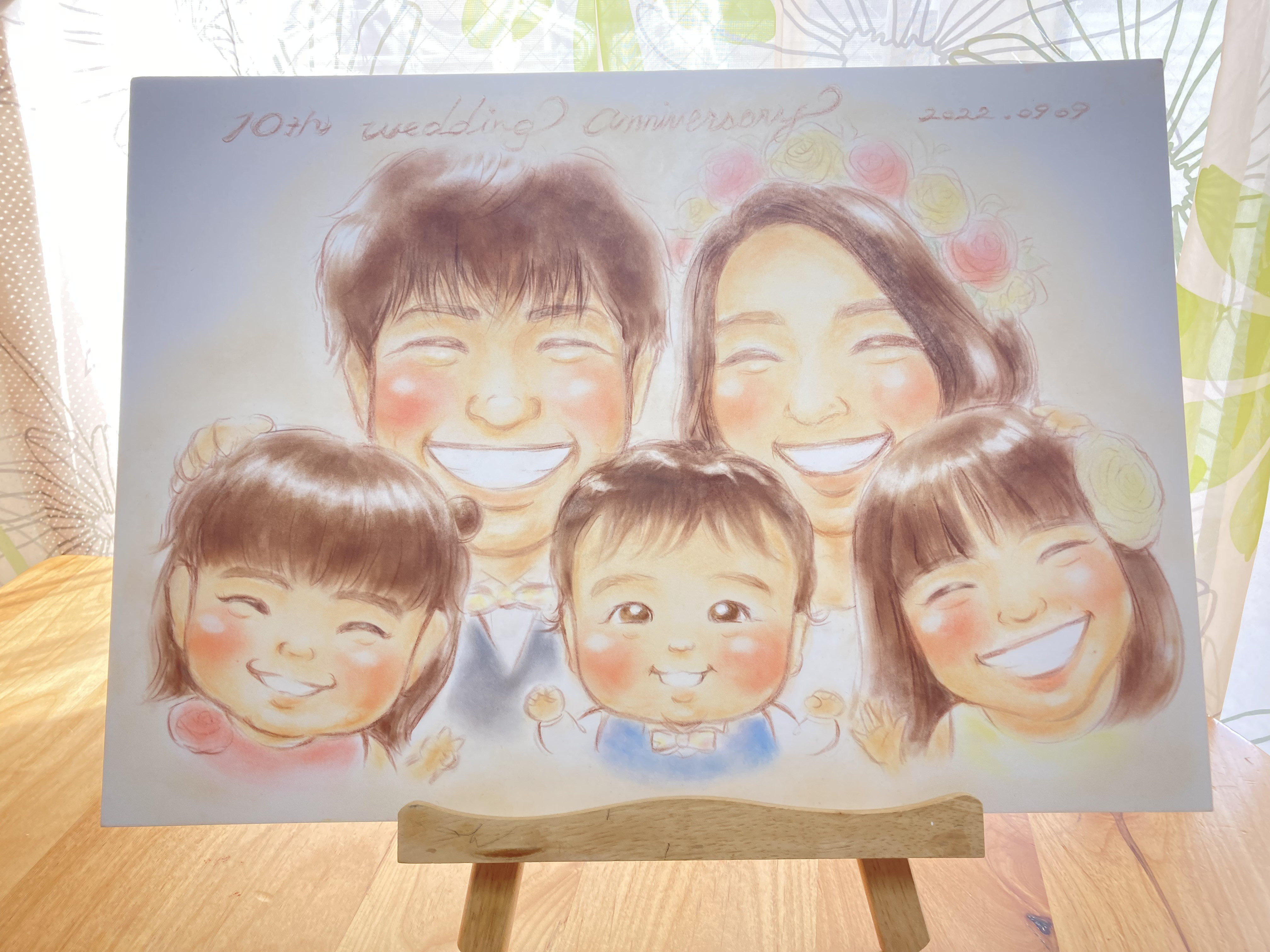 額付き★似顔絵ウェルカムボード★B3サイズ厚手ボード★大人数OK