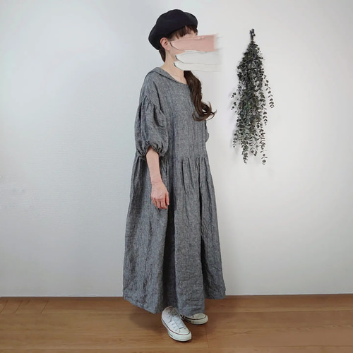 ダンガリーリネン セーラーカラーワンピース 長袖type ワンピース