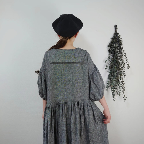 ダンガリーリネン セーラーカラーワンピース 長袖type ワンピース