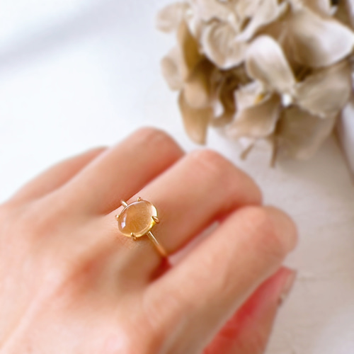 ♠️ポーランド産バルティックアンバーsilver925製リング18kgp 10×8mm