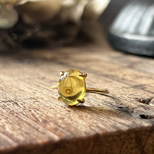 ♠️ポーランド産バルティックアンバーsilver925製リング18kgp