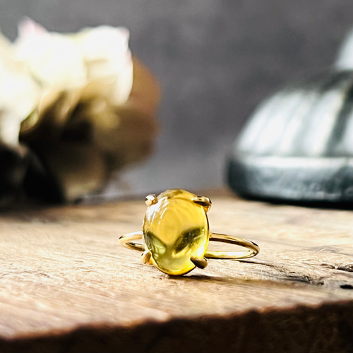 ♠️ポーランド産バルティックアンバーsilver925製リング18kgp