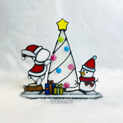 ステンドグラス 【ホワイトクリスマスツリー スタンドタイプ】 その他