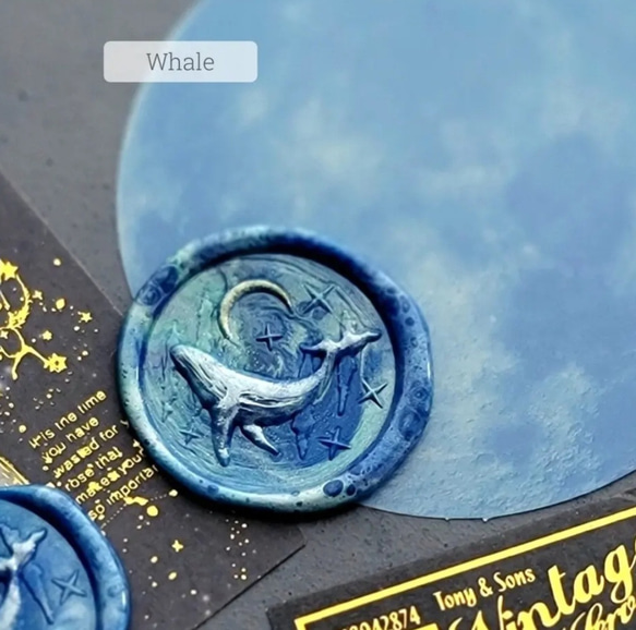 シーリングスタンプ3D「 Whale ①」くじら クジラ 鯨 三日月 3