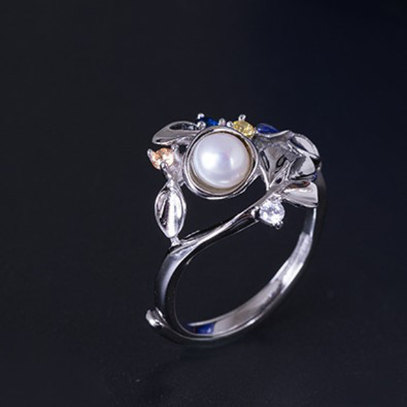 ＜受注制作＞葉っぱのリング 葉っぱ 淡水パール 自分にご褒美 プレゼント R241 指輪・リング Vary 通販｜Creema(クリーマ ...