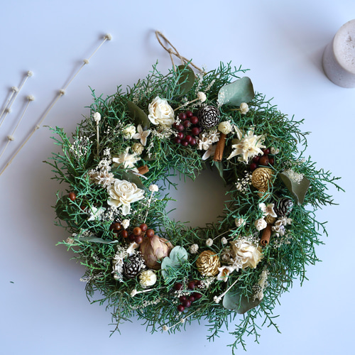 ブルーアイスのホワイトクリスマス リース sou-moku 通販