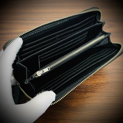 スティングレイ ガルーシャ 長財布 エイ革 ラウンドファスナー メンズ財布 レディス財布 大容量 ネイビー エイ 6枚目の画像