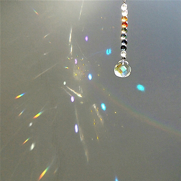 高品質　水晶オーラ系　カラフル　キラキラ　サンキャッチャー　車用　アジャスター付き　天然石 1枚目の画像