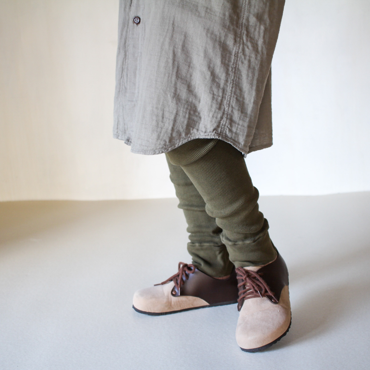 waffle knit レギンス【海松色】/草木染め