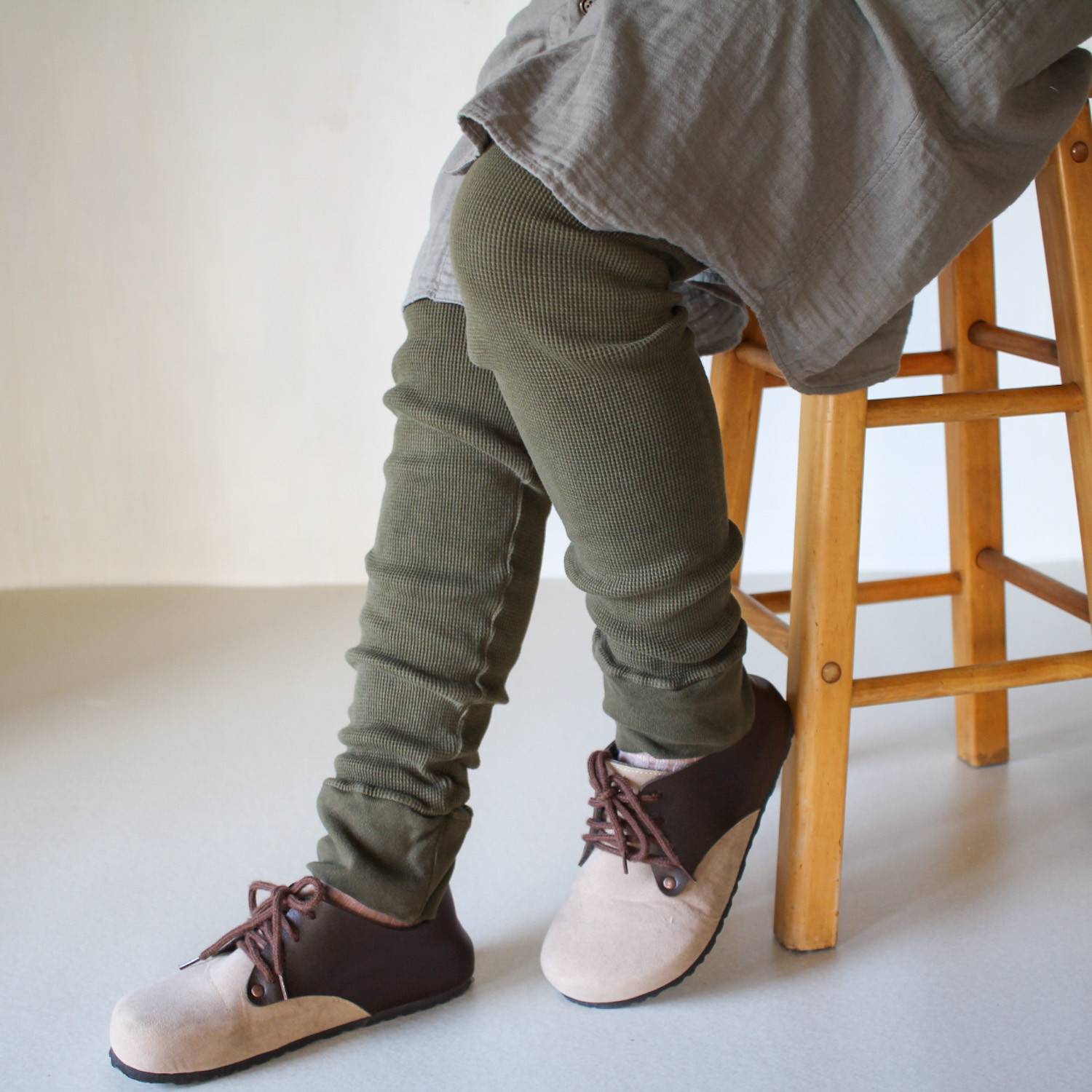 waffle knit レギンス【海松色】/草木染め