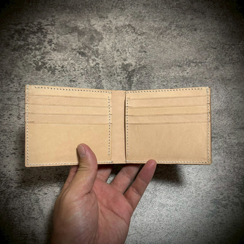経年変化を楽しむ メンズ 二つ折り 財布 生成り ナチュラル