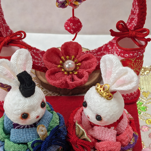 ちりめん細工うさぎのお雛様セット 現品限り その他置物 ♡はっぴぃぽ