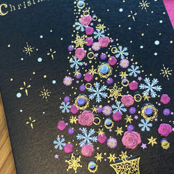 再入荷！日本製！人気商品！『クリスマスミニカード ！クリスマスツリー柄』～ブラック地　２セット～ 2枚目の画像