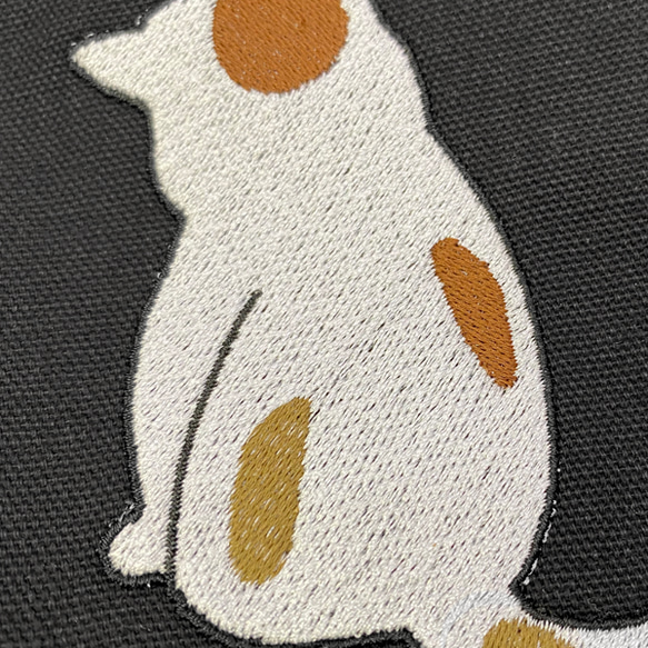 [獨一無二的限量發售] 悲傷背面刺繡貓剪影帆布迷你托特包 第6張的照片