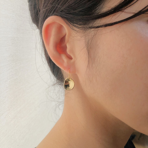 brass pierce sizuku /真鍮/ピアス/槌目/ハンドメイド/シンプル