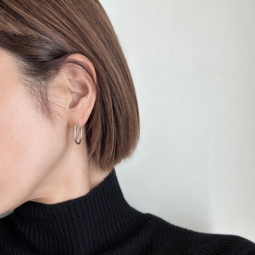 フープピアス silver✖️14kgf twist ダブルフープピアス ピアス（フープ