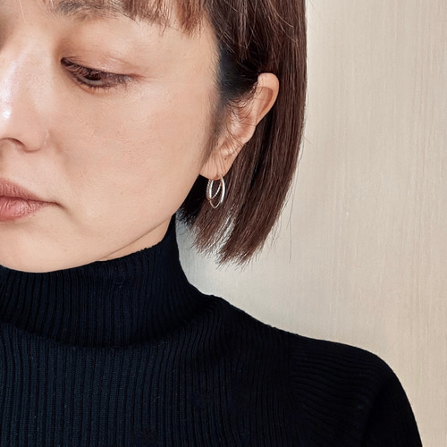 フープピアス silver✖️14kgf twist ダブルフープピアス ピアス（フープ