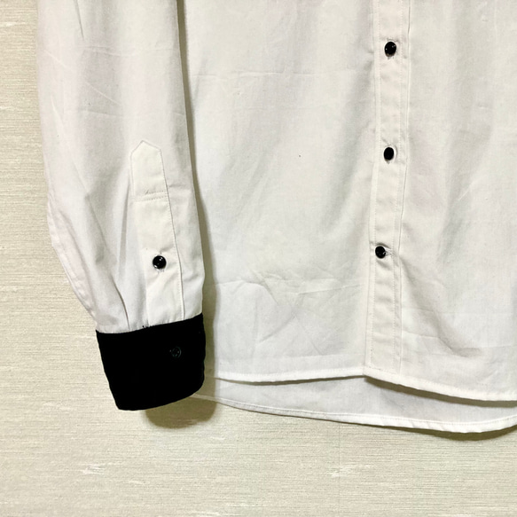 [Men's]  サイズ指定可☆白シャツ×黒襟  ☆メンズシャツ 3枚目の画像