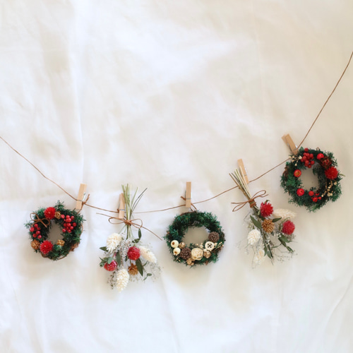 クリスマスガーランド《プリザーブドフラワー・ドライフラワーのミニ